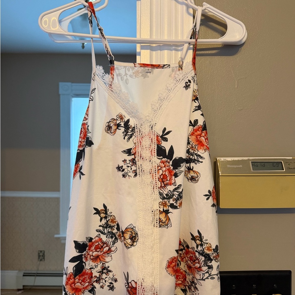 Floral Lace Trim Tank Top
